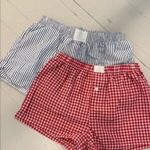 Juniors Small Red and Blue Checkered and Striped cotton shorts